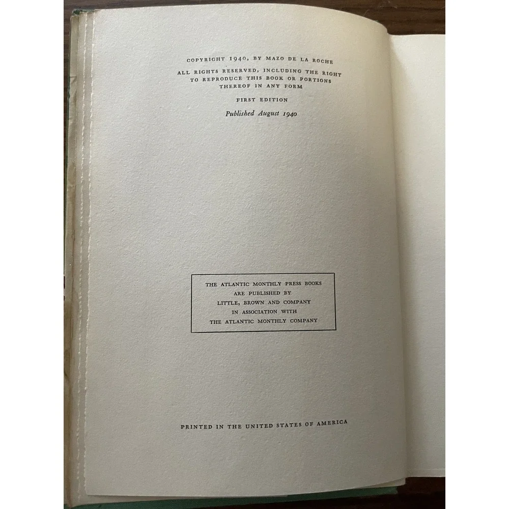 Whiteoak Heritage Mazo de la Roche 1940 First Edition Hardcover Dust Jacket